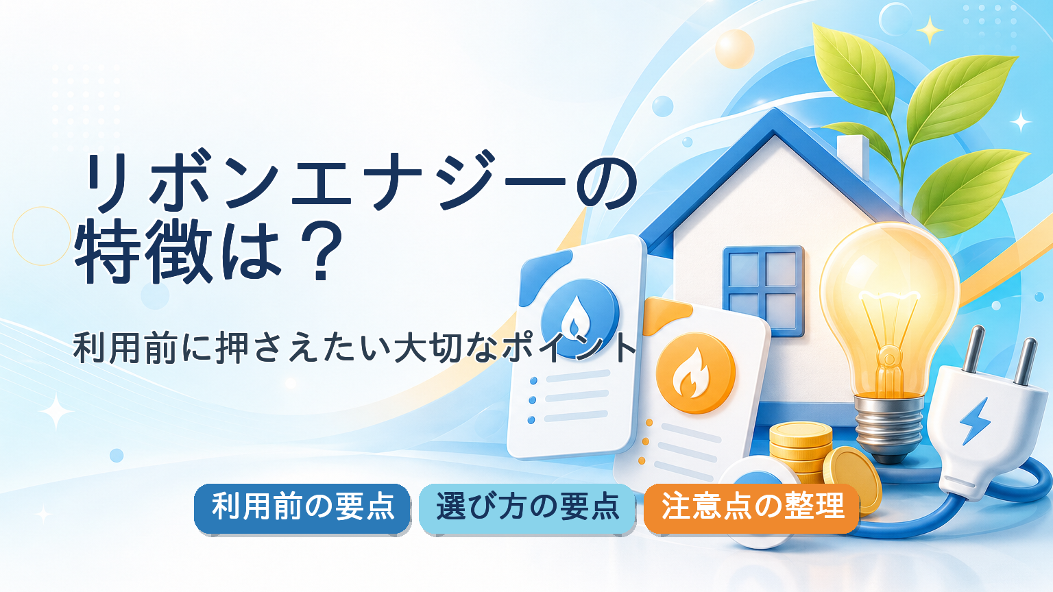 リボンエナジーの利用前の要点・選び方の要点・注意点の整理が一目で分かる記事アイキャッチバナー